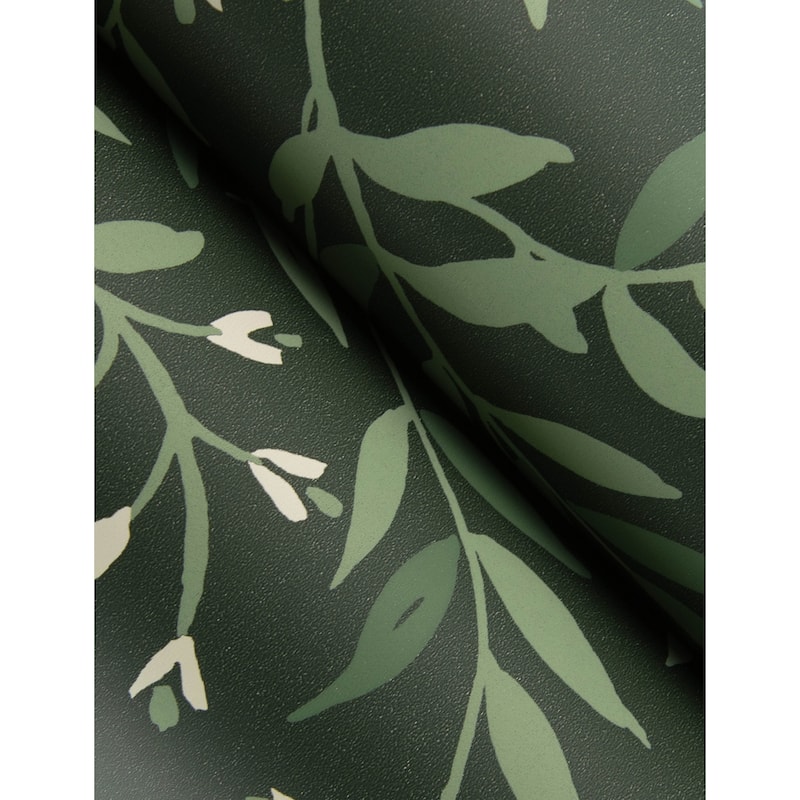 Chesapeake Senna Evergreen Budding Vines Wallpaper