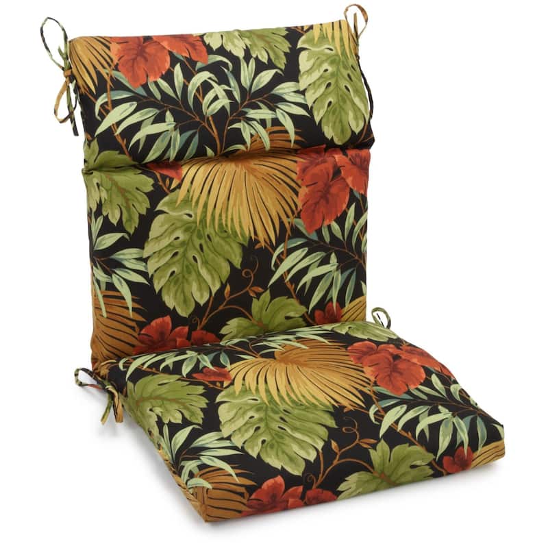 20-inch by 42-inch Three-section Outdoor Seat/Back Chair Cushion - Tropique Raven