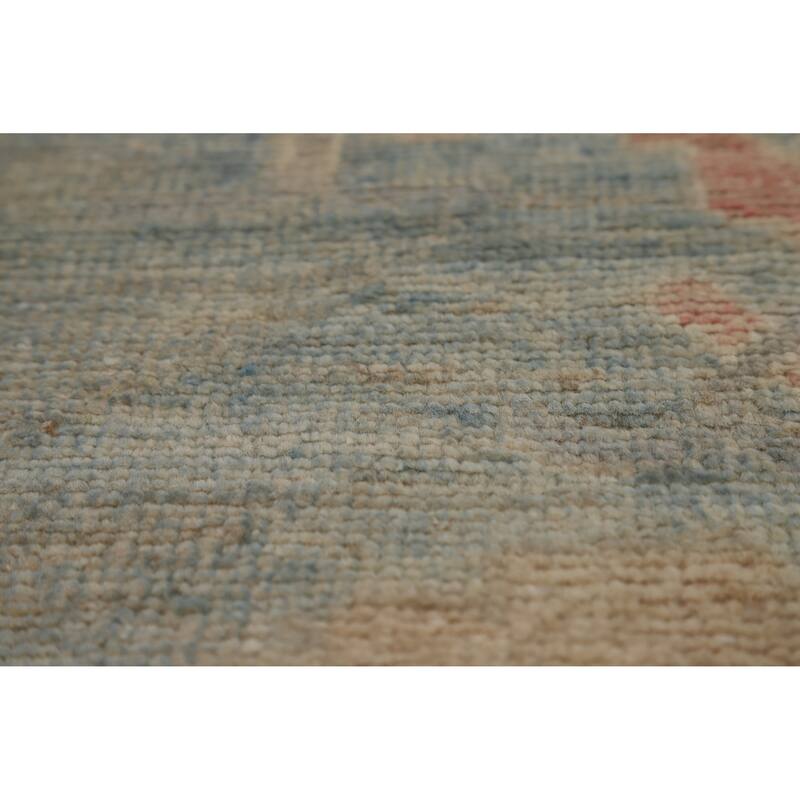 Hand Knotted Oriental 100% Wool Carpet Transitional All-Over Navy Blue & Blues Oushak Area Rug - 12' 5'' X 8' 8''