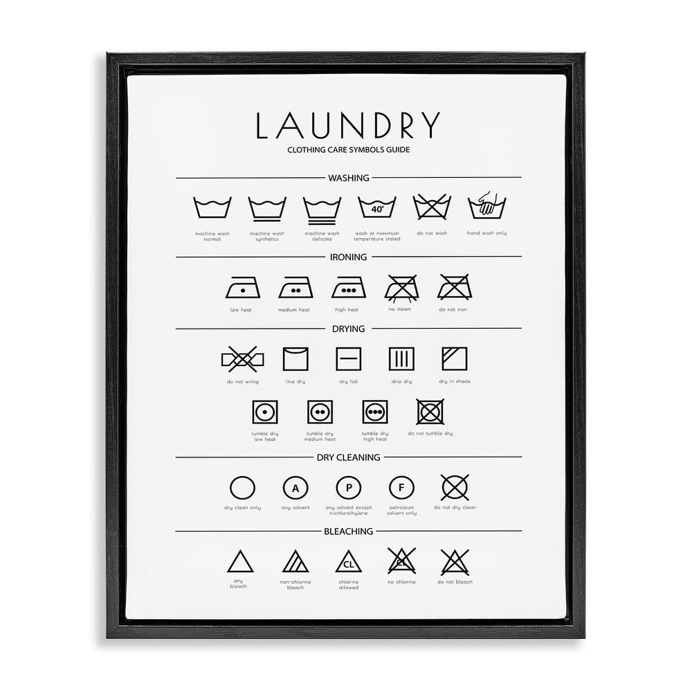 Stupell Laundry Cleaning Symbols Minimal Design Floater Frame - White