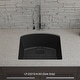 preview thumbnail 4 of 7, 23 Inch Lexicon Platinum Quartz Composite Drop-in Undermount D-Shaped Single Bowl Galaxy Black Kitchen Sink LP-2321D-K-SO