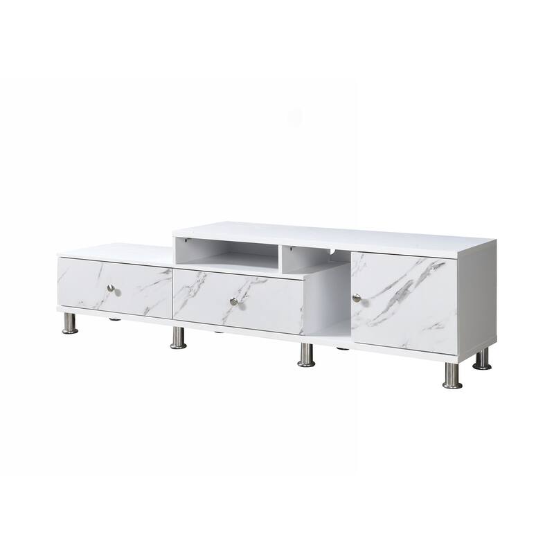 Stylish Faux Marble TV Stand with Multiple Storage Options for Living Room