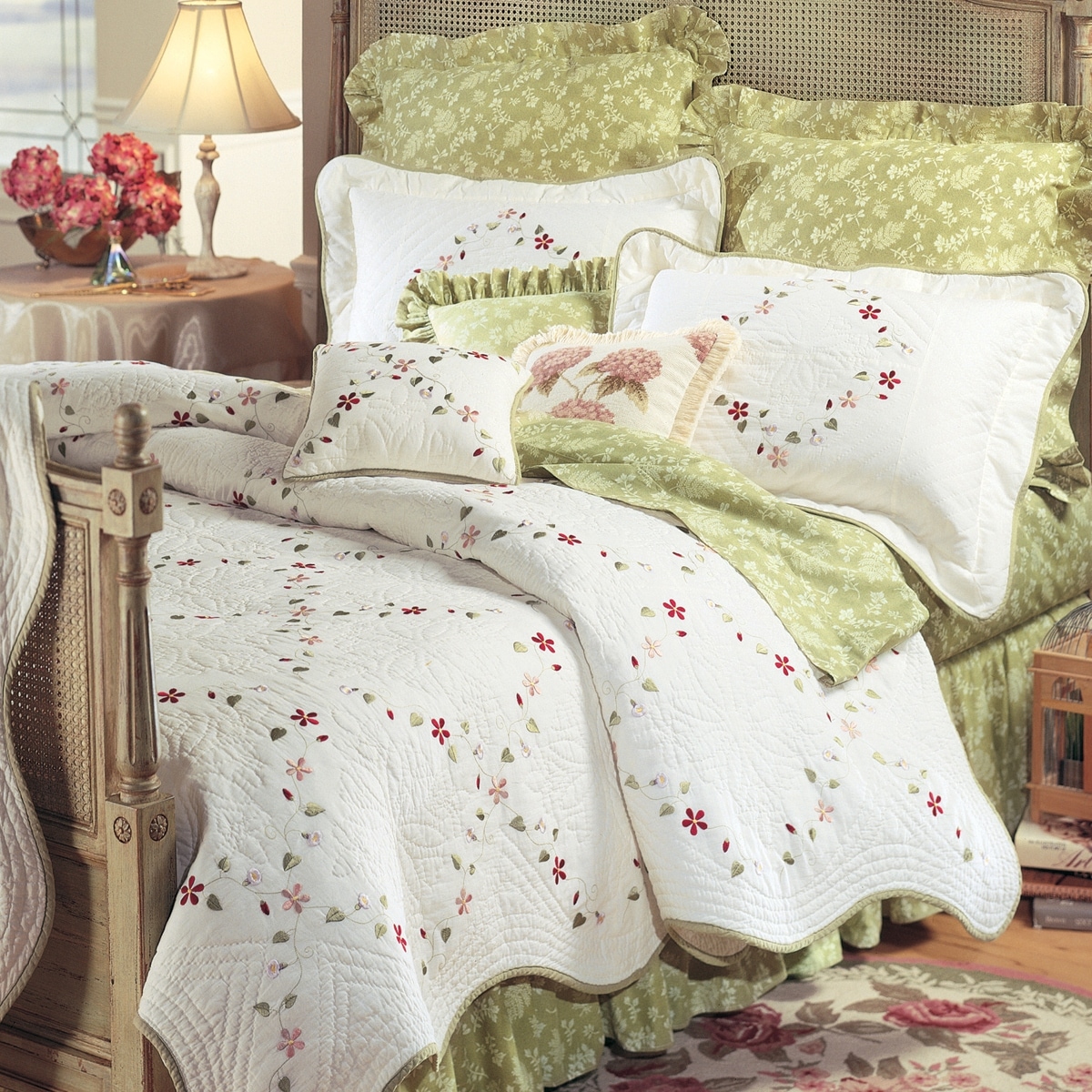 Felicity Cotton Embroidered Floral Quilt or Sham On Sale Bed
