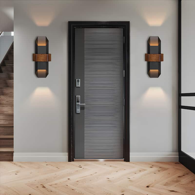 2-Light Matte Black Iron LED Outdoor Wall Light(2 Pack)