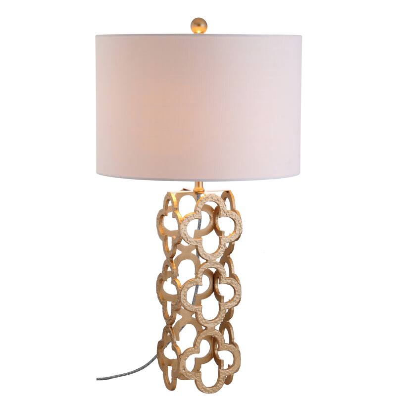 Atomic 26.5" Metal Quatrefoil LED Table Lamp, Gold by JONATHAN Y