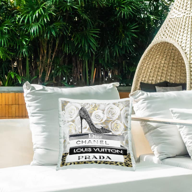 Stupell Glam Heel on Roses Printed Outdoor Throw Pillow Design by Madeline Blake