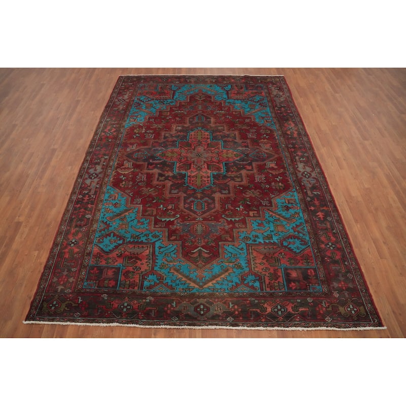 Hand Knotted Oriental 100% Wool Carpet Traditional Medallion Red Heriz Area Rug - 11' 4'' X 8' 1''