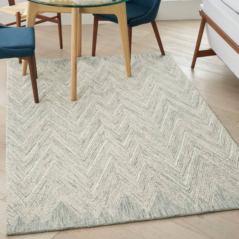 Nourison Linked Chic Modern Tufted Chevron Easy Care Area Rug - 3' 9" x 5' 9" - Teal - Rectangle