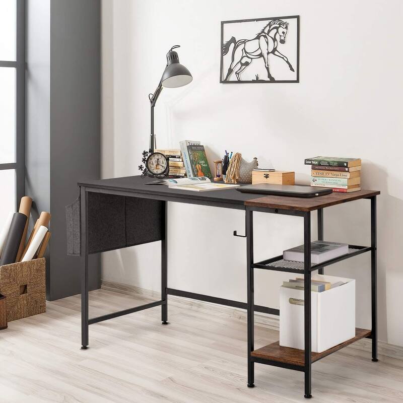Homall Home Office Desk Study Writing Desk with Storage Bag and Shelf