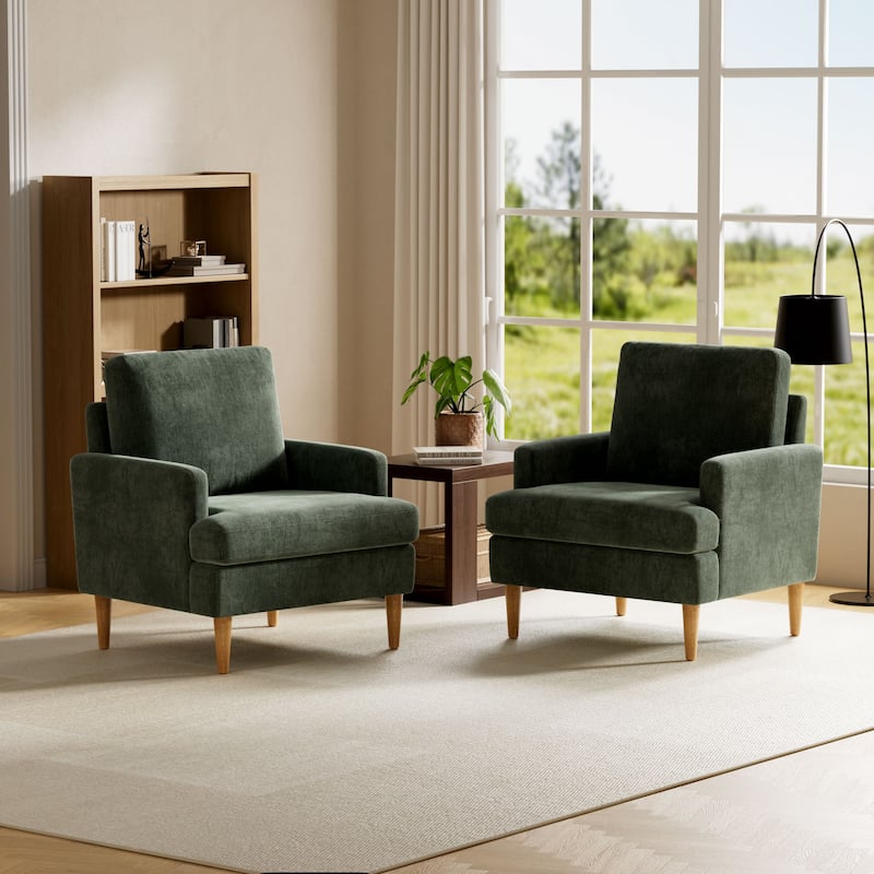 set of 1 Accent Chair for Bedroom Living Room with Wood Legs