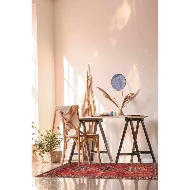 ECARPETGALLERY Hand-knotted Melis Vintage Red Wool Rug - 3'9 x 5'4