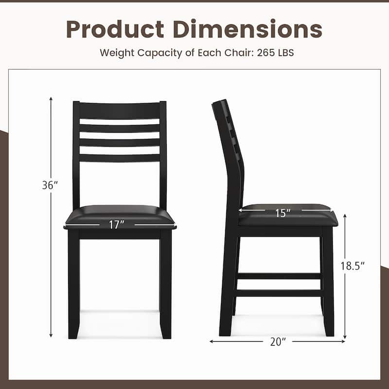 Gymax Wooden Dining Chair Set of 2 Kitchen Side Chairs w/ Rubber Wood