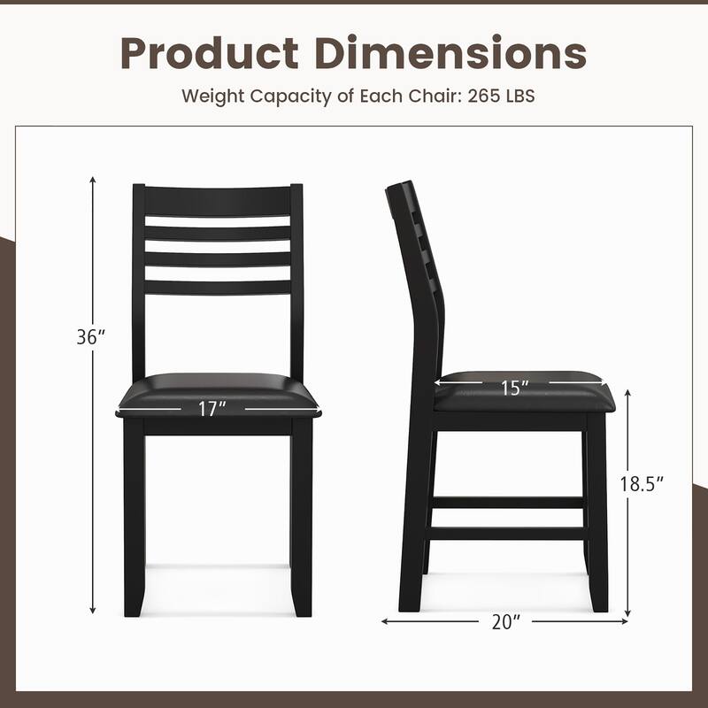 Gymax Wooden Dining Chair Set of 4 Kitchen Side Chairs w/ Rubber Wood