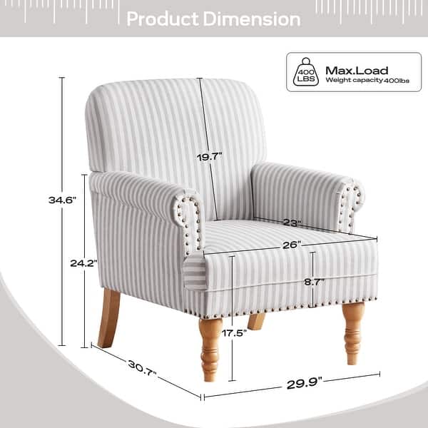 dimension image slide 1 of 4, Rolled Armchair Accent Chair Set of 2 Blue/ Grey/ Brown