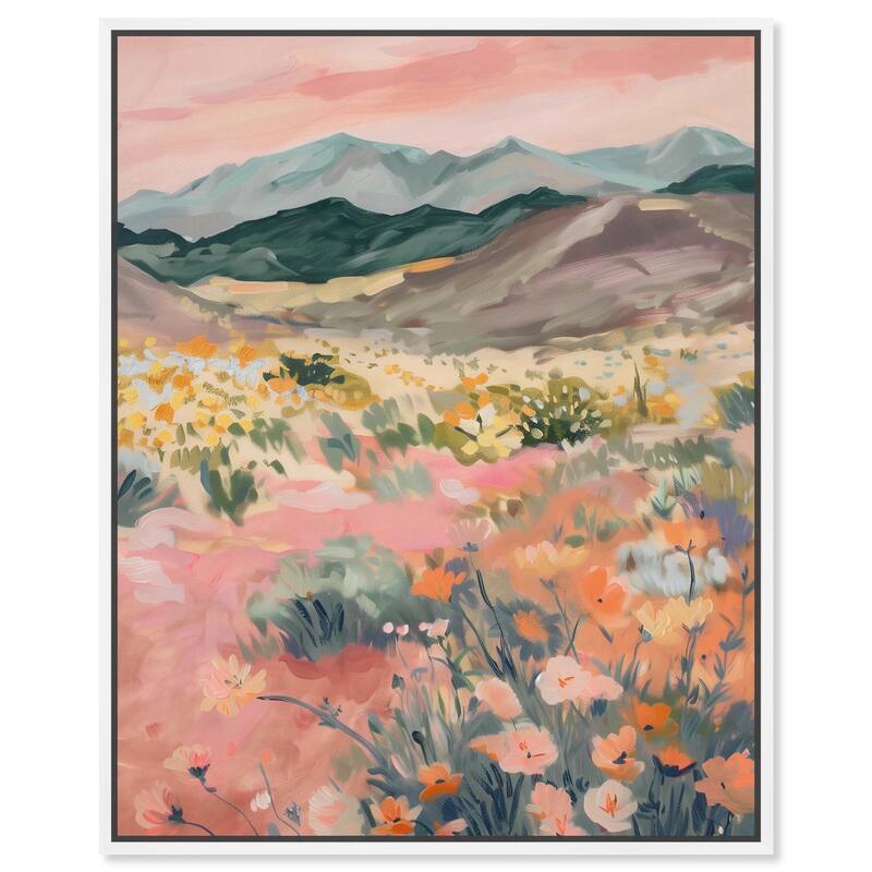 Flowers Beyond the Hills Canvas by Art Remedy - 20" x 24" - White