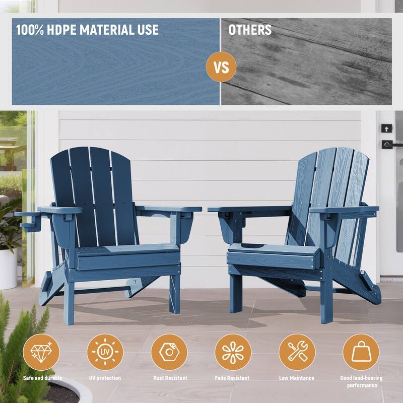 3-Position Reclining Folding Outdoor Chair – PE Wood Grain, Weather-Resistant