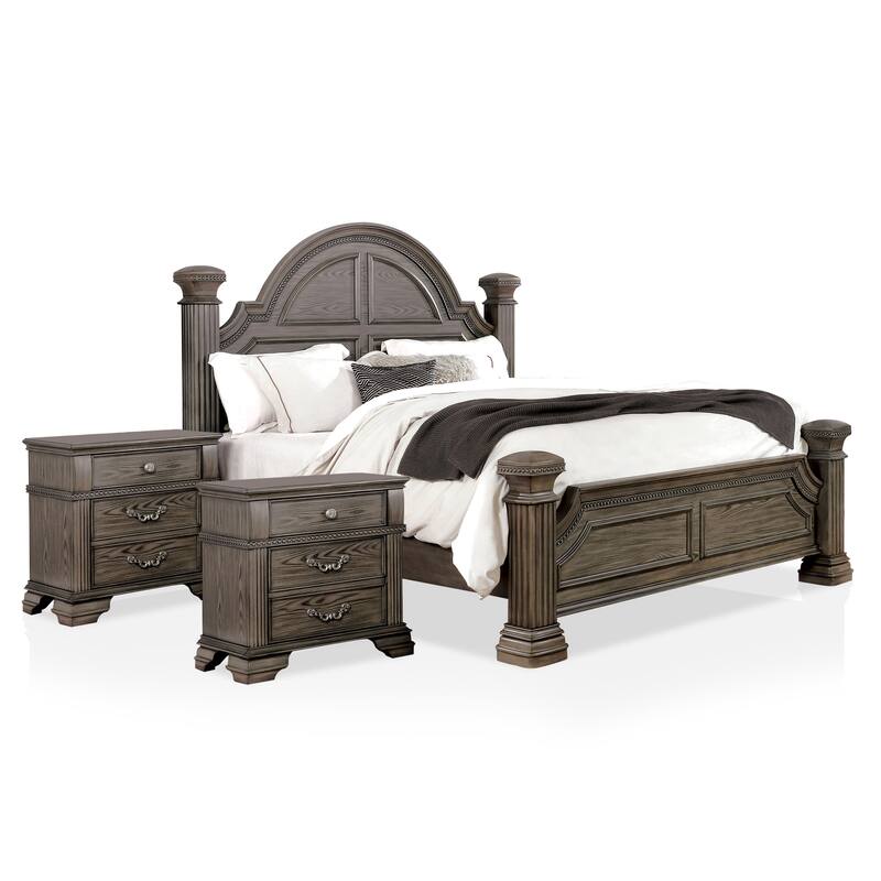 Stroh Traditional Wood 3-piece Poster Bedroom Set with USB by Furniture of America