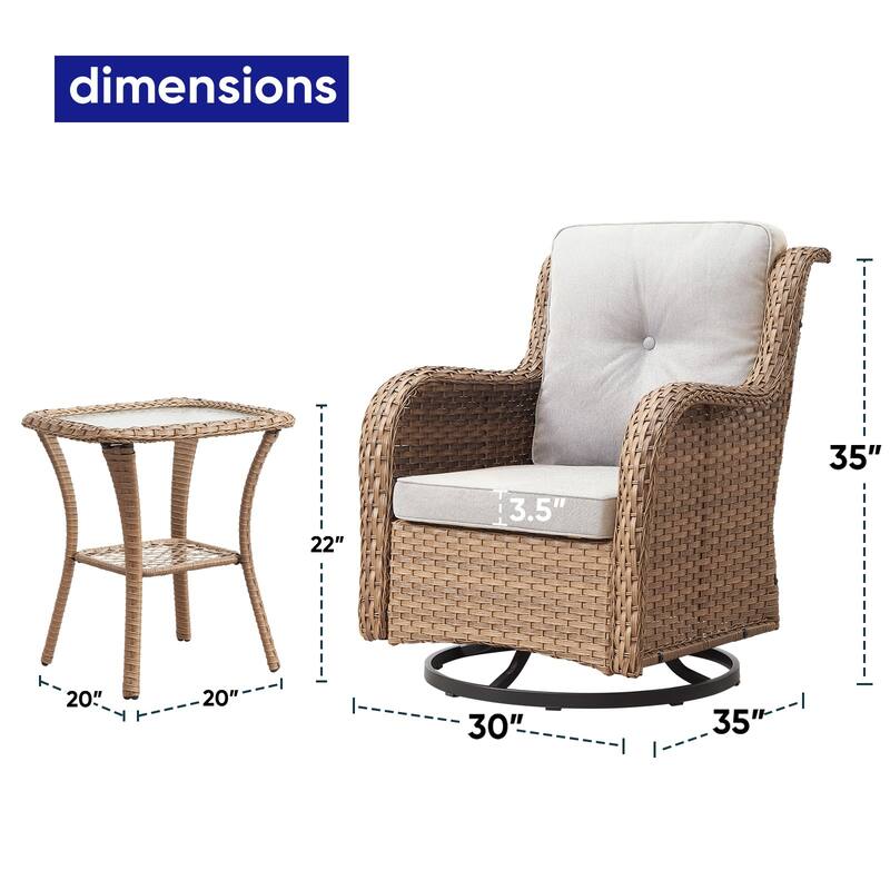 Gymojoy Wicker Swivel Glider Chair with Water-Resistant Olefin Cushions
