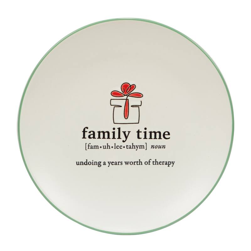 Certified International Christmas Fun Green Sayings 8.5" Dessert Plates, Set of 6 Assorted Designs - 8.5-inch