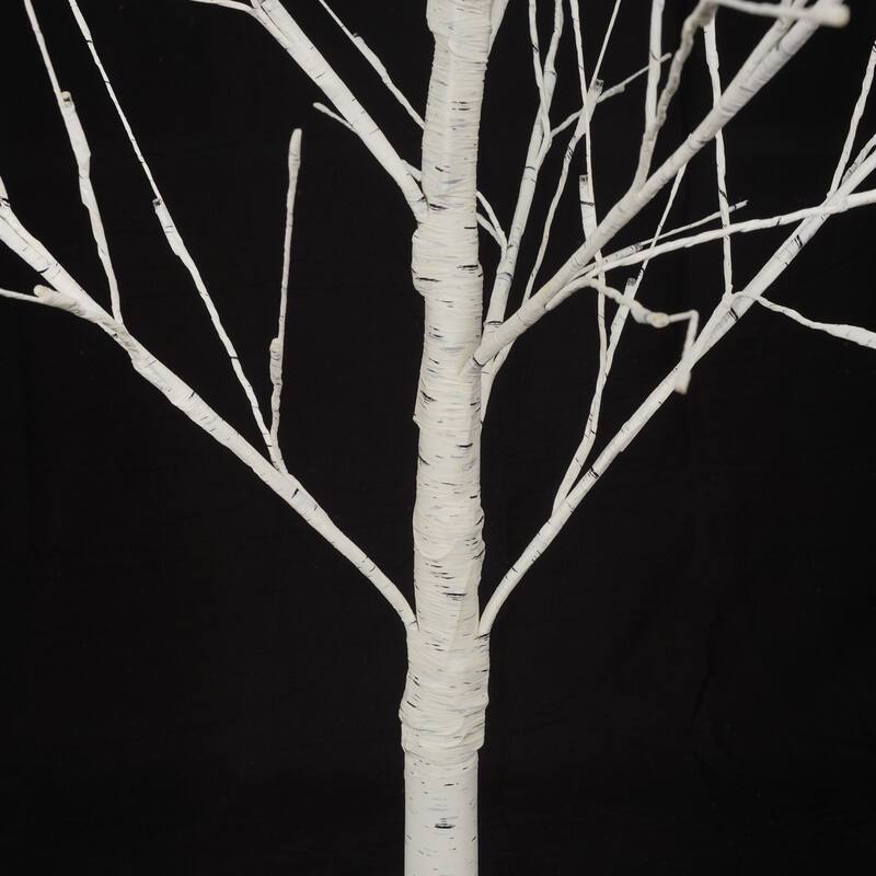 Roomfitters Set of Artificial Birch Trees, 4FT 5FT 6FT Holiday Decoration with Warm White Lights for Indoor, White