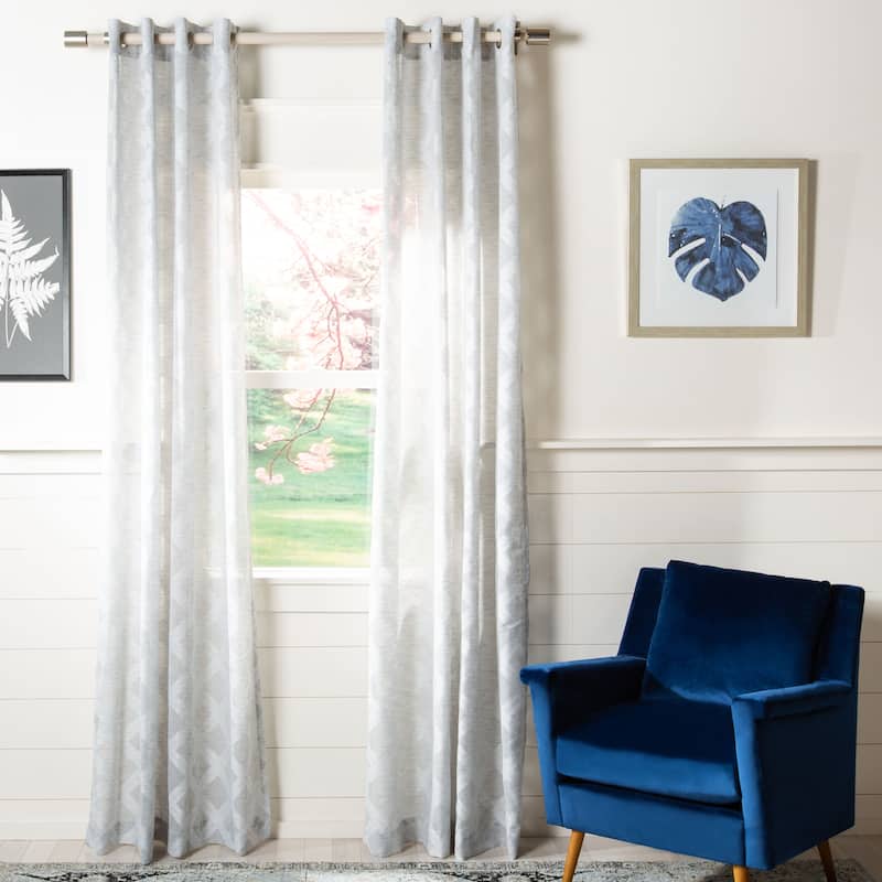 SAFAVIEH Mirtha Sheer Window Curtain Panel - 52Wx96L - Light Grey