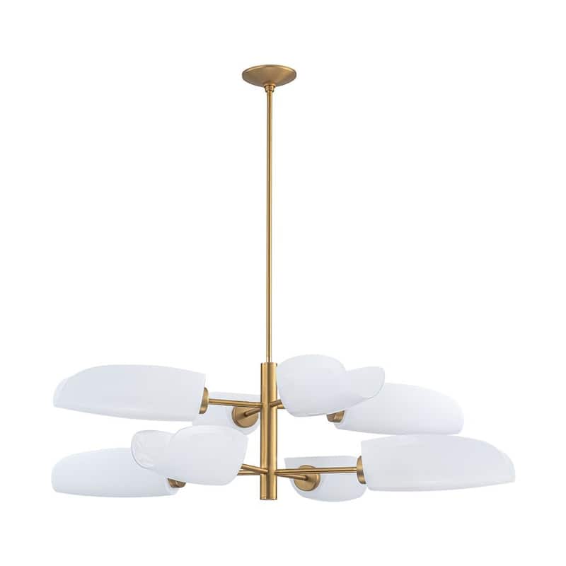 Modern 8-Light Opal Glass Tiered Chandelier - 42.5in