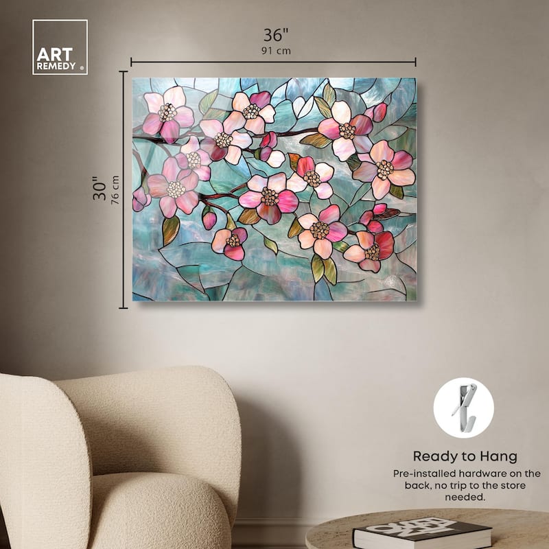 Shimmering Spring Blossoms I Acrylic by Art Remedy, Ready to Hang