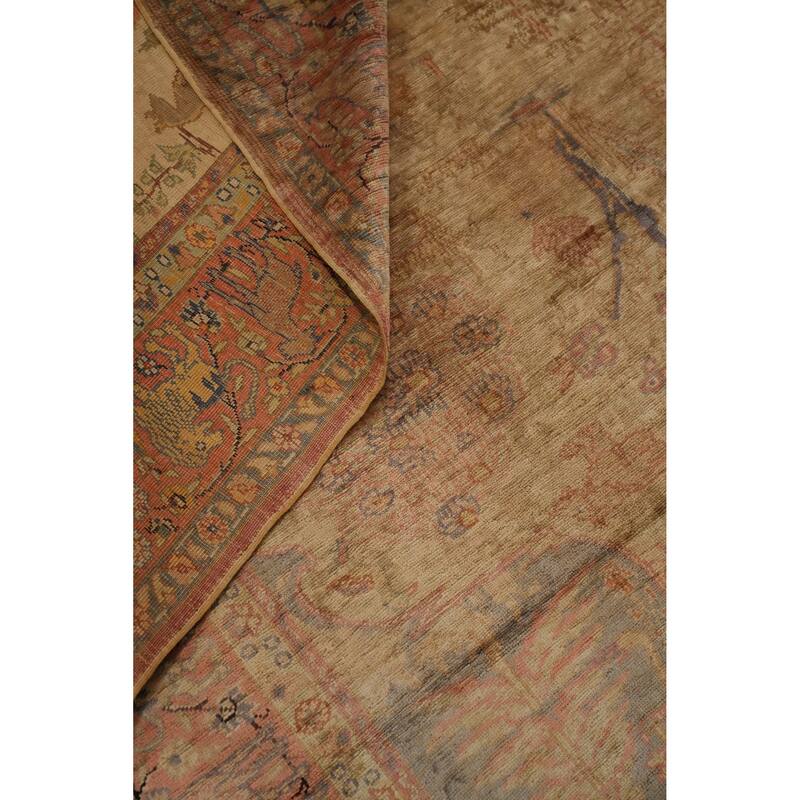 Hand Knotted Traditional Silk Yellow Animal Pictorial Area Rug - 5' 10'' X 4' 0''