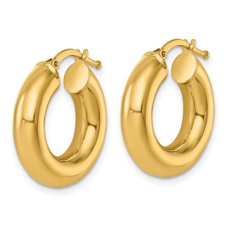 Curata 14k Yellow Gold Polished Round Tube Hoop Earrings - 20.9x20mm