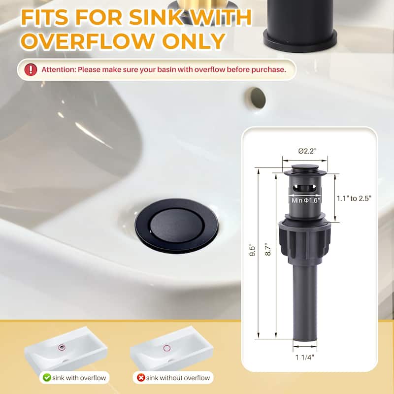 WOWOW 8 in.Double Handle Waterfall Bathroom Faucet with Pop-up Drain