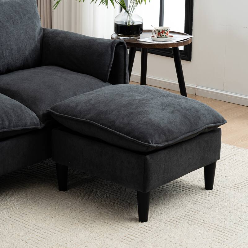 78.74" 3-Seater L-Shaped Convertible Sofa with Footstools & Storage