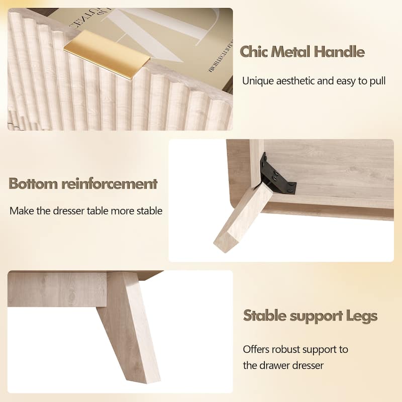 Modern 5 Chest of Drawers, Wood Dresser for Bedroom, Living Room