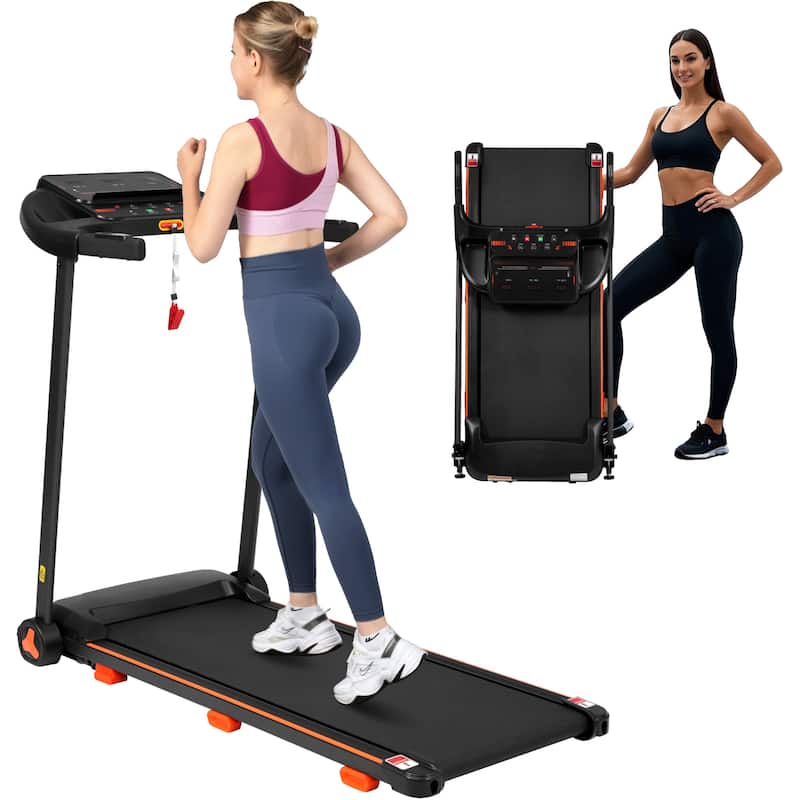 Treadmills for Home,2.5HP Quiet Folding Treadmill with Heart Rate Sensor,300lbs Weight Capacity, 7.5MPH, Incline Treadmill - Black