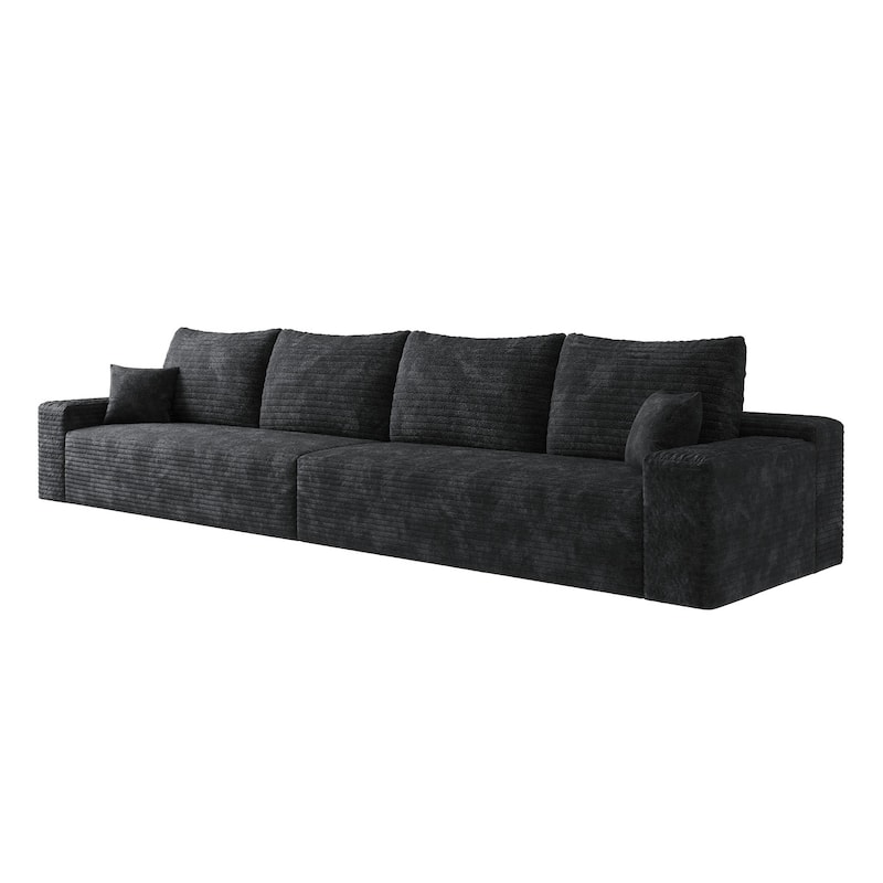 140-in Casual Black 4 -seater Reclining Sectional - 8' x 10'