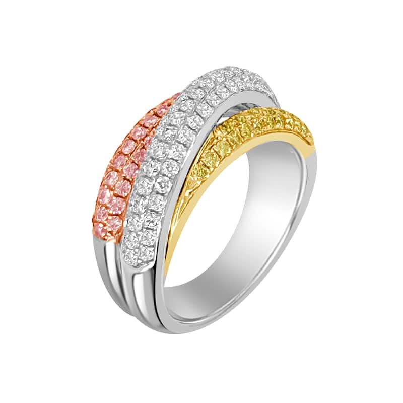 Auriya 14k Gold Lab Grown Diamond Tri-Color Rolling Band 1.07 ct. tw. (F-G, VS)