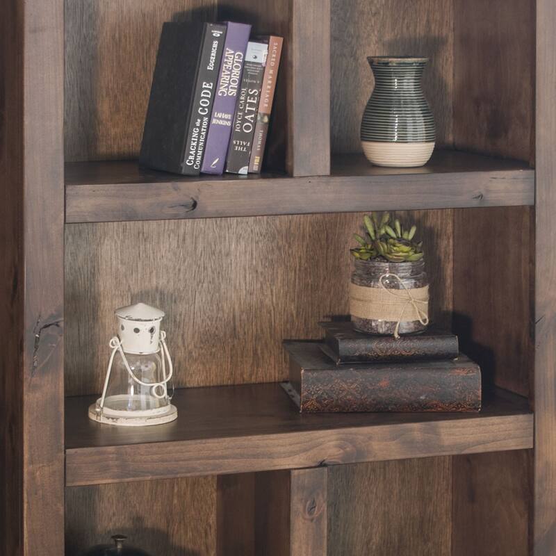 Bridgevine Home Sausalito 64 inch high Bookcase, No Assembly Required, Whiskey Finish