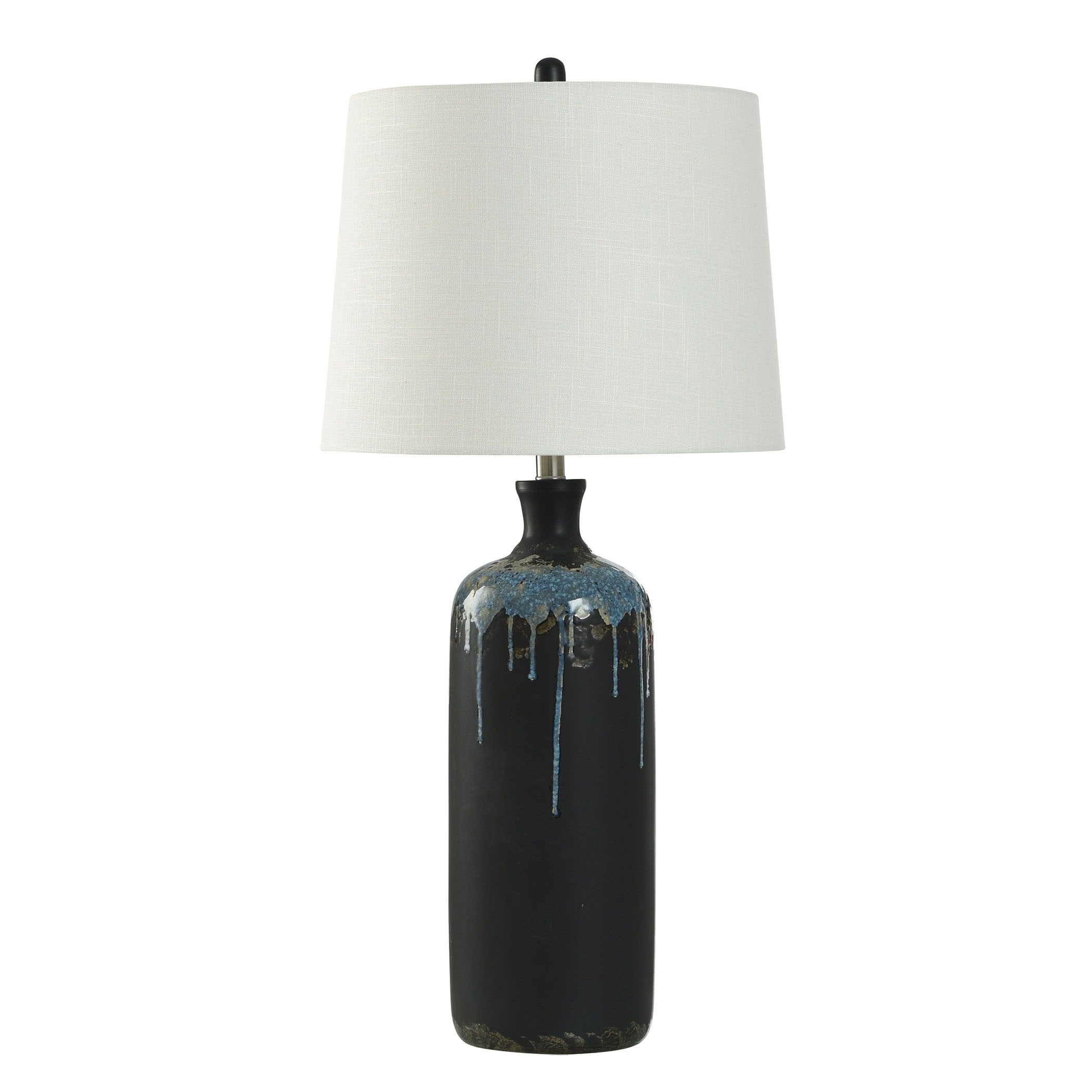 StyleCraft Calico Black - Ceramic Table Lamp - White Shade