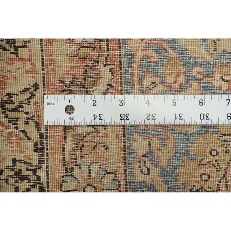 Hand Knotted Oriental 100% Wool Carpet Traditional All-Over Yellow & Gold Tabriz Area Rug - 13' 0'' X 9' 11''