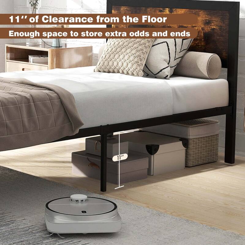 Costway Twin/Full/Queen Size Metal Bed Frame with Headboard &