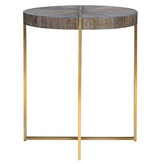 Uttermost Taja 20" Diameter Acacia Veneer Top Stainless Steel Side