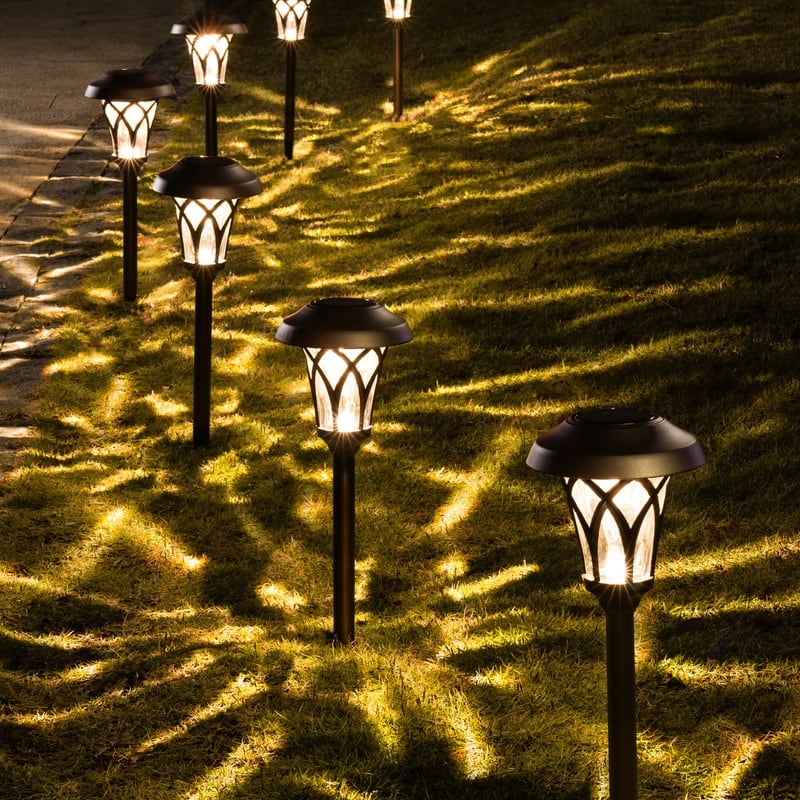 Solar Powered LED Metal Pathway Landscape Light (Set of 6)