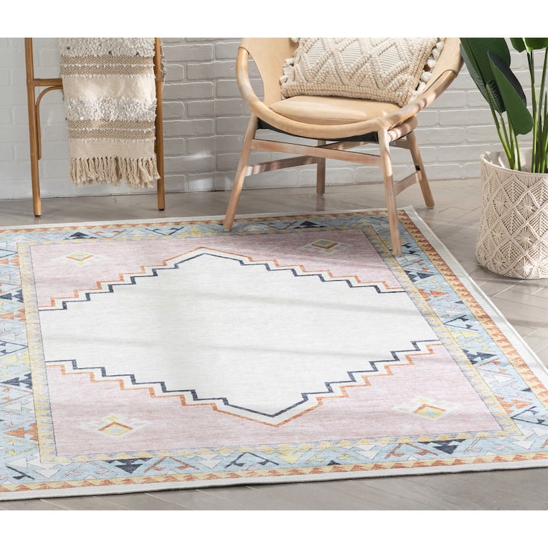 Well Woven Kids Rugs Ethnic Soft Medallion Machine Washable Area Rug