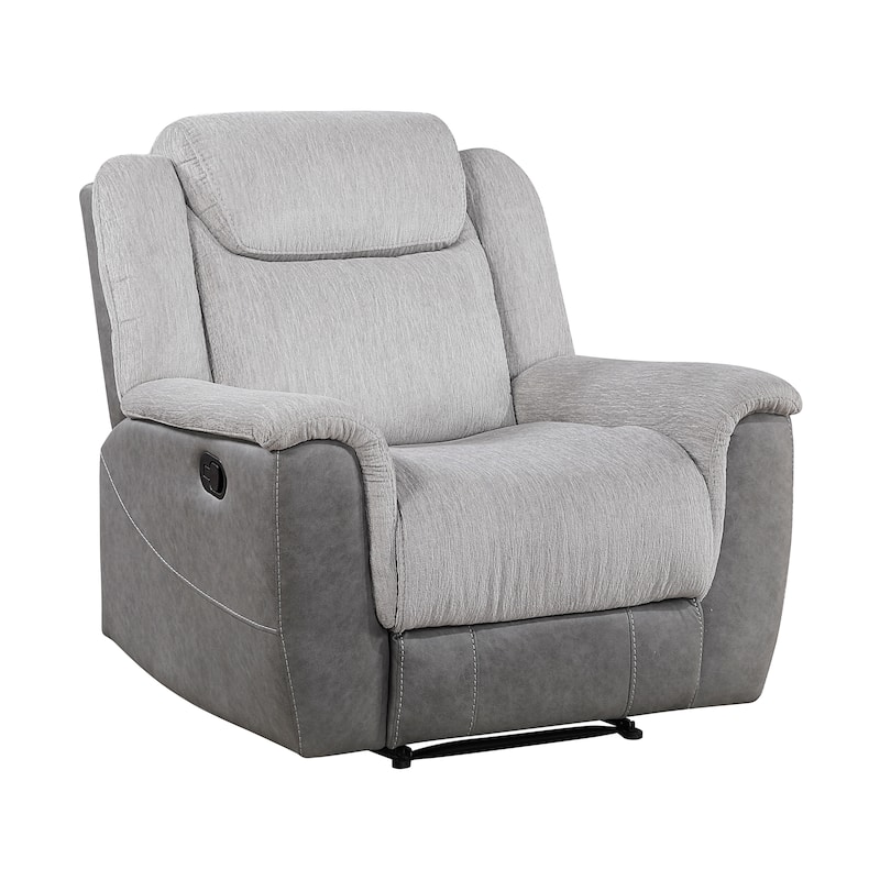Nadalia 40" Chenille and Microfiber Manual Recliner - Tab Pull Motion - Gray