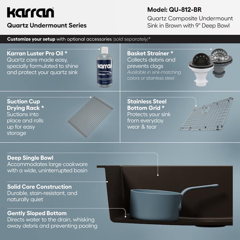 Karran Undermount 32.5 in. Large Single Bowl Quartz Kitchen Sink