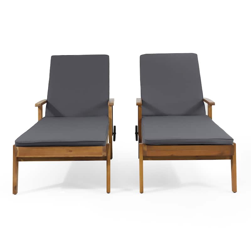 Jason Outdoor Acacia Wood Outdoor Chaise Lounge with Water Resistant Cushion by Christopher Knight Home