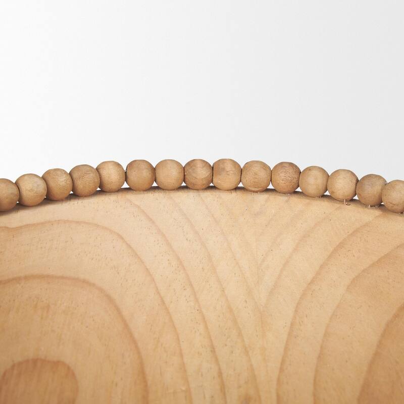 Wendell Light Brown Wood w/ Wood Bead Round Bowls - 12.0L x 3.3W x 12.0H