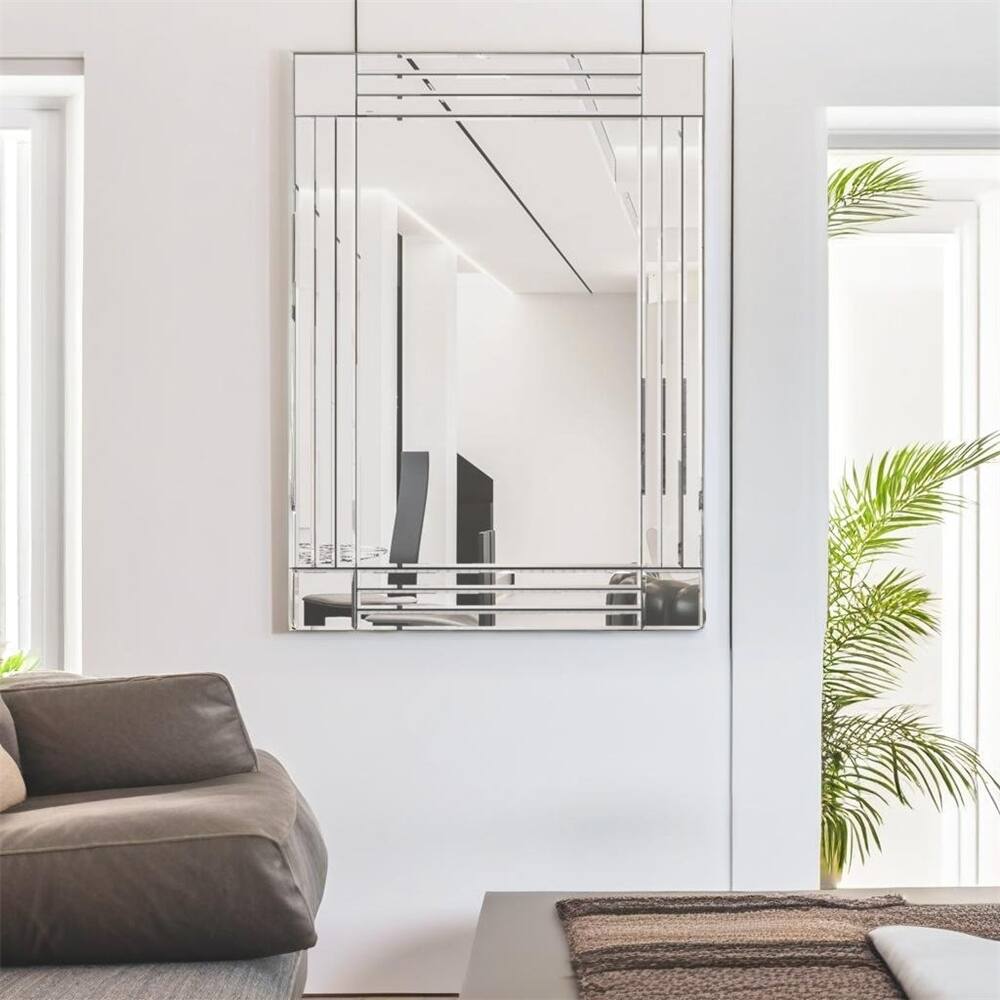 Large Wall-Mounted Silver Decorative Rectangular Wall Mirror Bedroom