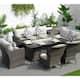 7-Piece Patio Dining Set with Aluminium Fire Pit Table - Brown