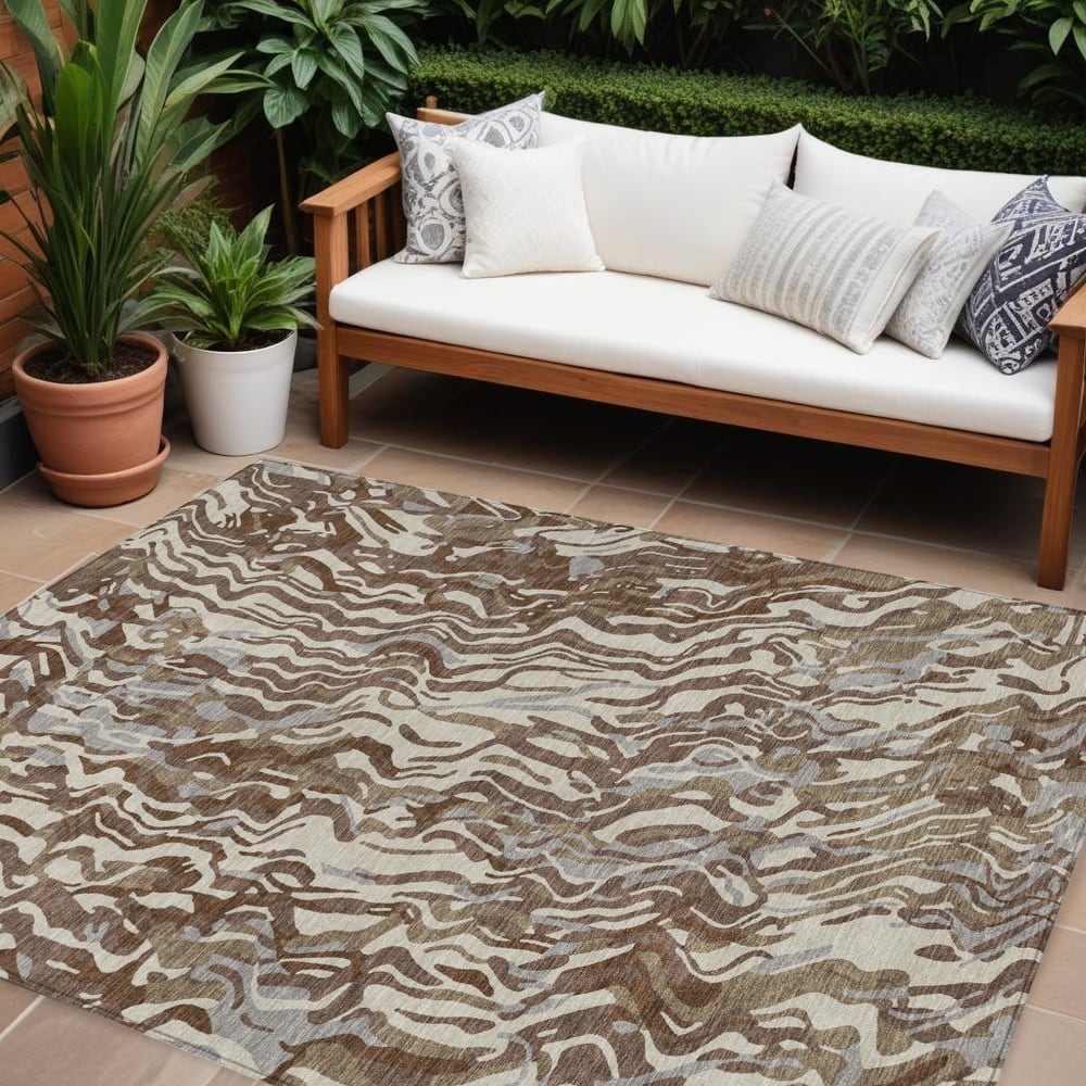 HomeRoots Abstract Transitional Rectangle Outdoor Rug