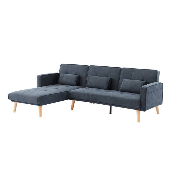 L-shape Convertible Sectional Sofa Set Linen Fabric Couch Set Left ...